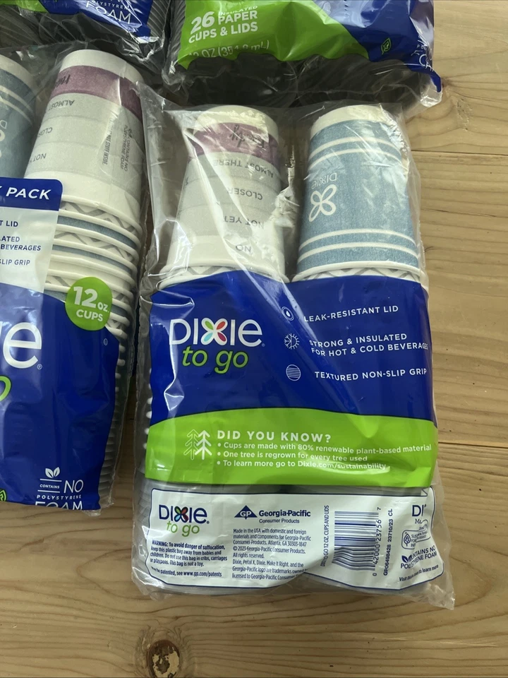 Lote de 4 tazas de café de papel medianas To Go con tapas 12 OZ 26 unidades desechables Foto 3 de 3