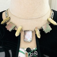 Kenneth Cole Modernist Shell Bib Necklace Goth Industrial Style Signed Jewelry