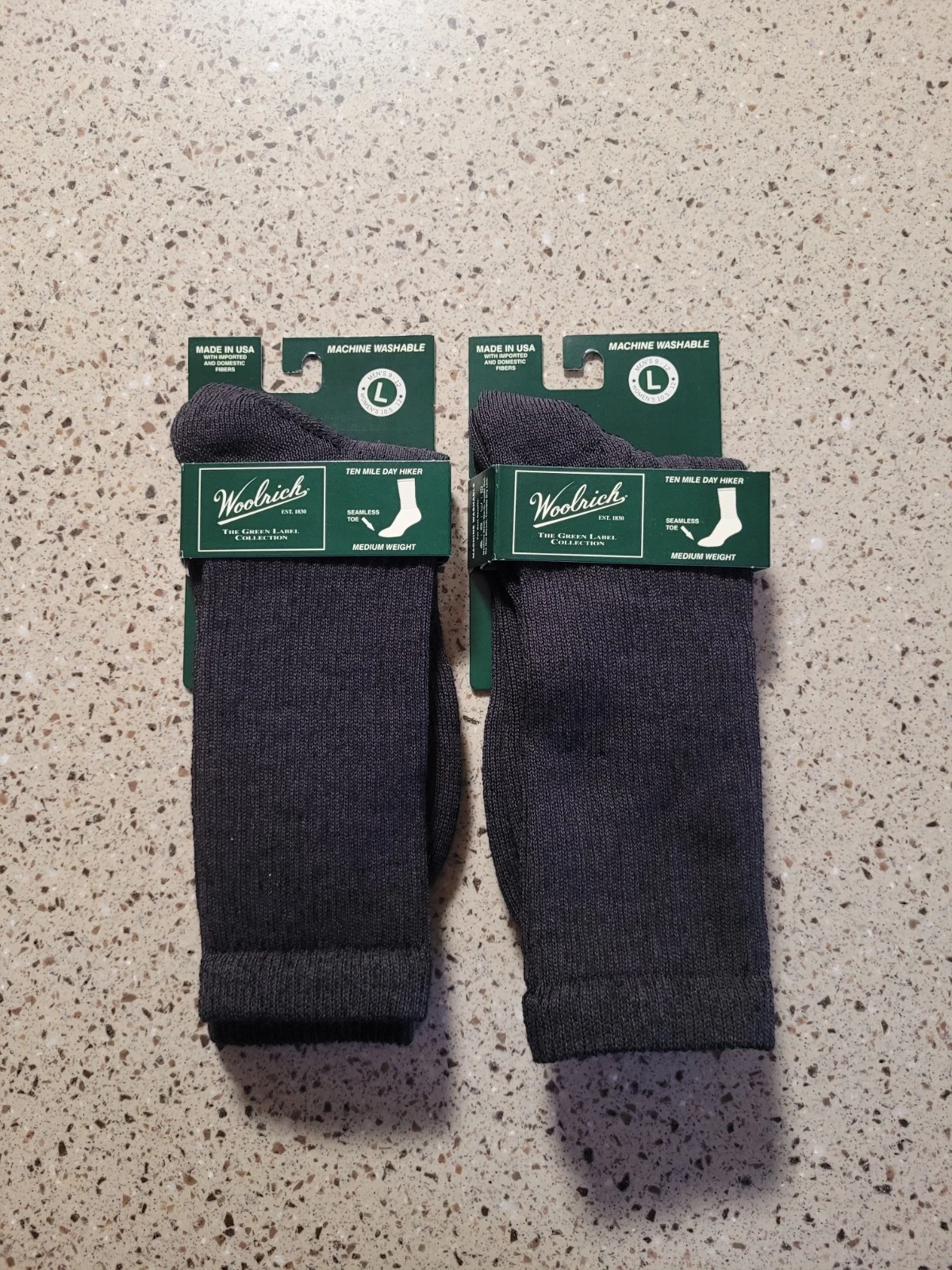 2 Woolrich Unisex L Ten Mile Day Hiker Crew Socks Medium Weight Merino Lambswool