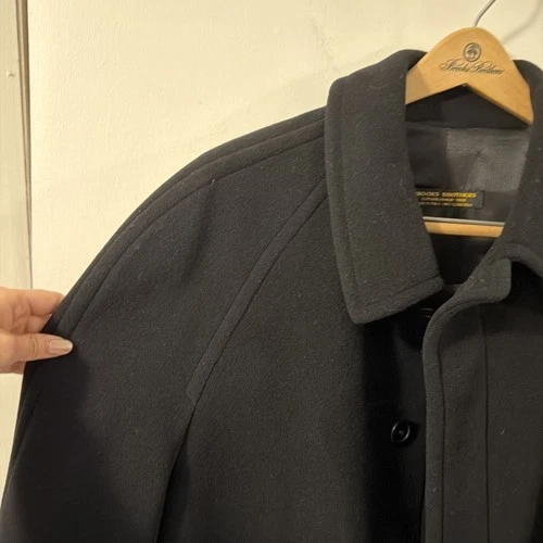 Brooks Brothers Elliot Wool Overcoat Black 100% Pure Wool Made in Italy Mens 42 image 7