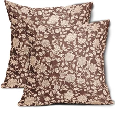 Brown Floral Pillowcase Set of 2 Brown and Cream Vintage Floral Throw Pillows...