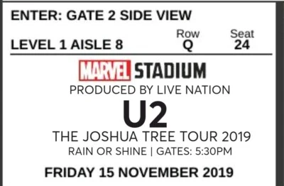 2 x u2 tickets for the melbourne concert concerts gumtree 2 x 3