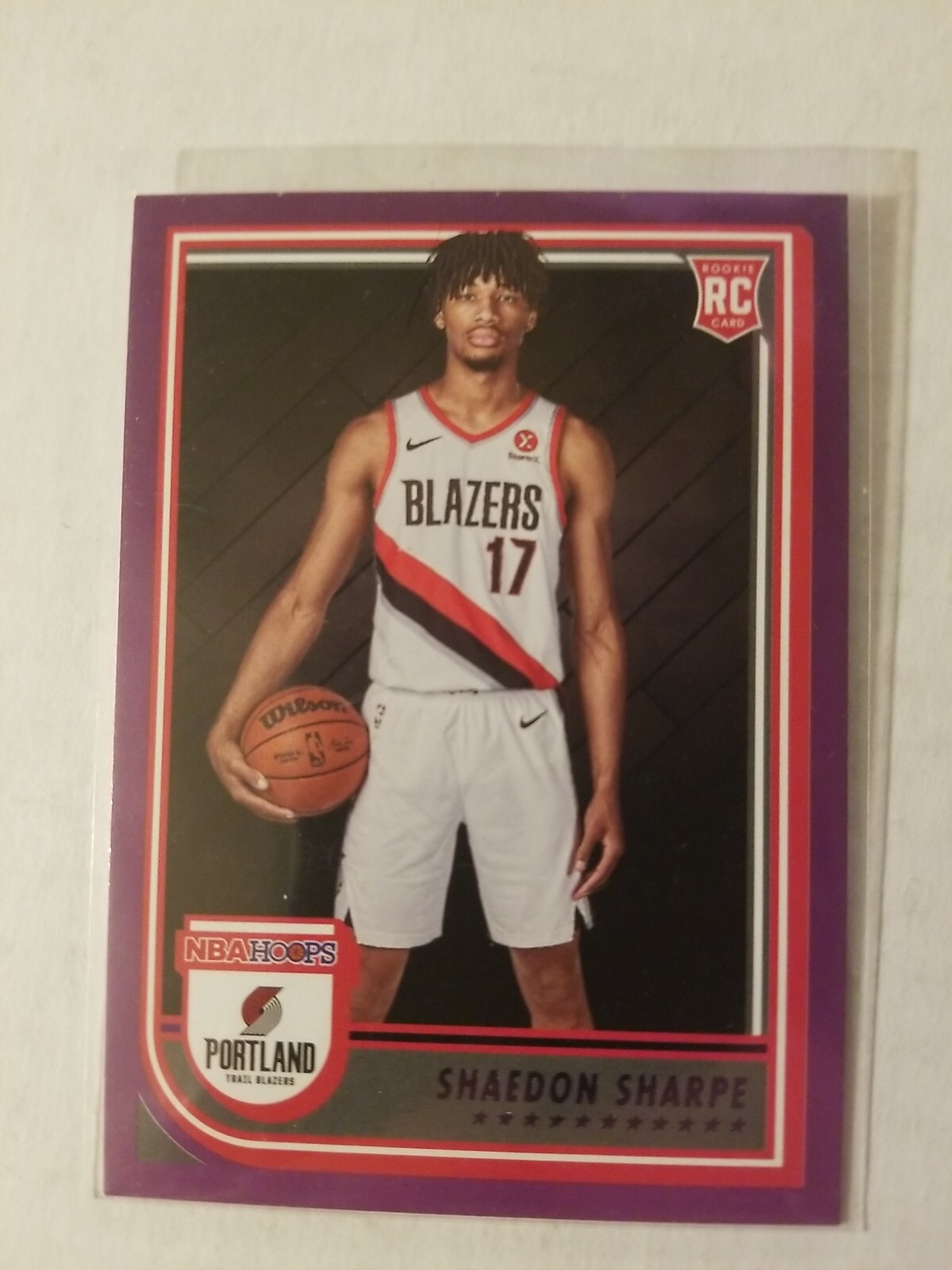 2022-23 Panini NBA Hoops Shaedon Sharpe Purple Parallel #237 Trailblazers RC