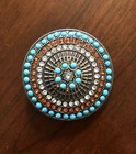 Round Colorful Rhinestones Hippy Hippie Stylish Stone Circle Women’s Belt Buckle