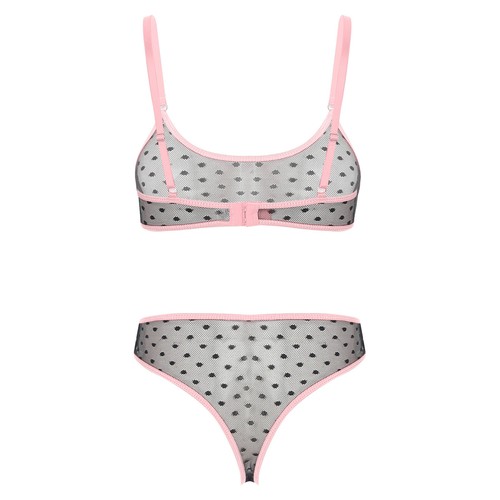 Conjunto de lencería transparente a lunares para mujer correas de espagueti sujetador tangas ropa interior - Imagen 30 de 40