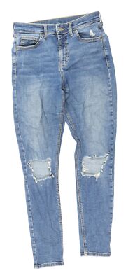 Topshop Damen blau Skinny Jeans, Größe 10, distressed