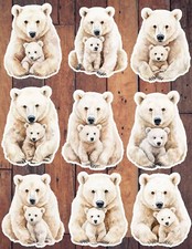 Polar Bear and Cub Vinyl Die Cut Stickers Set Scrapbooking Laptop Waterbottle