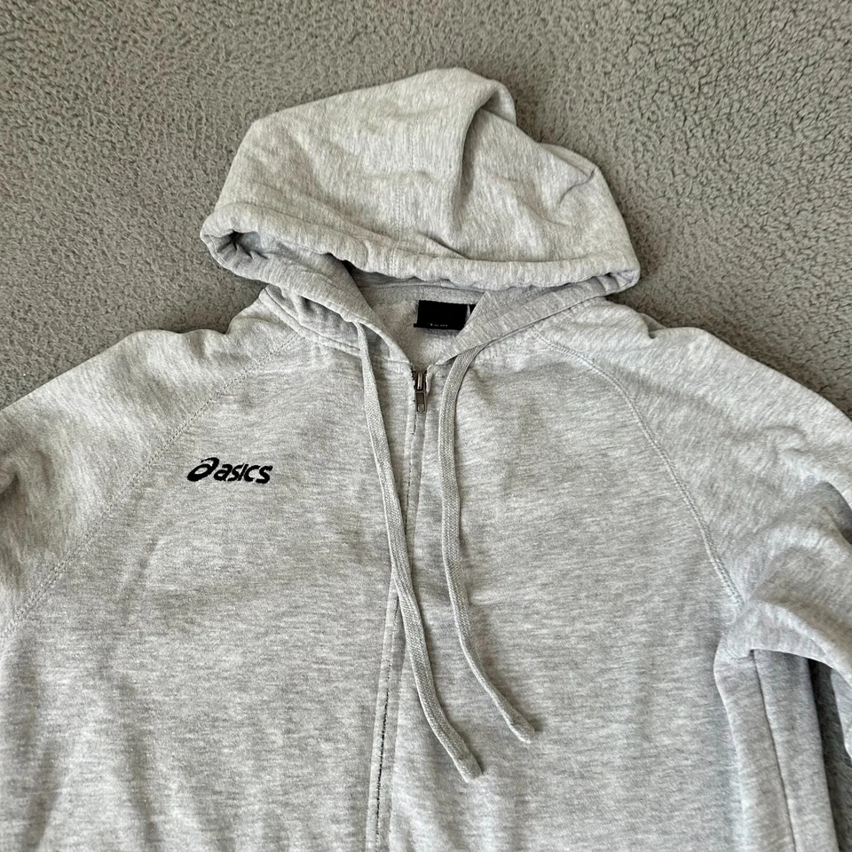 ASICS Sudadera con Capucha Mujer Gris Mediana Cremallera Logo Algodón Correr Damas Sudadera Foto 2 de 4