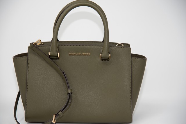 michael kors green leather bag