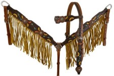 Hand Painted Fringe Tack Set with Headstall , Breast Collar and Reins.