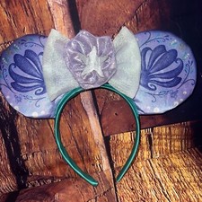 Disney Princess The Little Mermaid Ariel Mickey Ears Headband Disneyland Bow