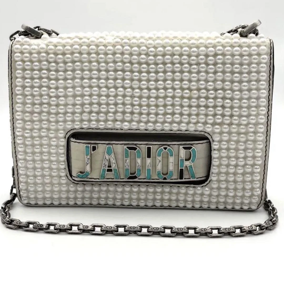 Authentique sac à bandoulière chaîne Christian Dior J'Adior blanc beige du Japon