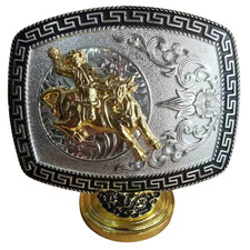 Bull Ride Western Rodeo Silver Black Gold Tone Design Fashion Hebillas Vaqueras