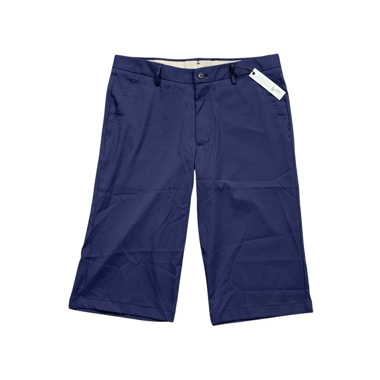 Stantt Shorts Mens 34 Navy Blue Bermuda Flat Front Quick Dry Performance Golf