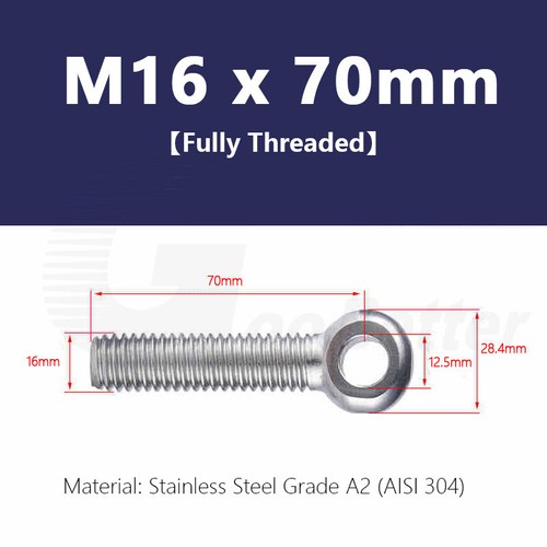 Forged Eye Bolt M5 - M24 Catenary Wire Hanging Screws DIN 444 Stainless Steel A2 - Picture 97 of 152