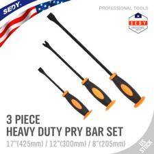 3 Curved Pry Bar Set Carbon Steel Crowbar Nai...