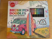 Klutz Brush Pen Doodles Chill-Out Coloring Hardback Book NEW
