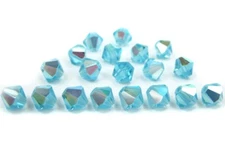 Czech Bicone Crystal MC Beads Aqua Bohemica AB coated 3-8mm Diamond Rondelle