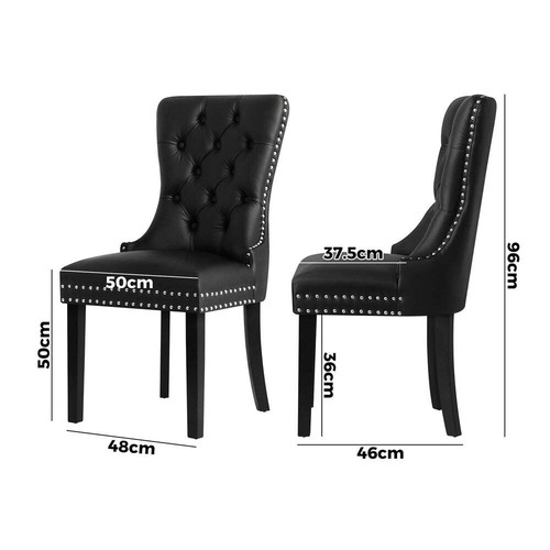 NNEED Velert Dining Chair with French Tufted X2 Black - Picture 4 of 7