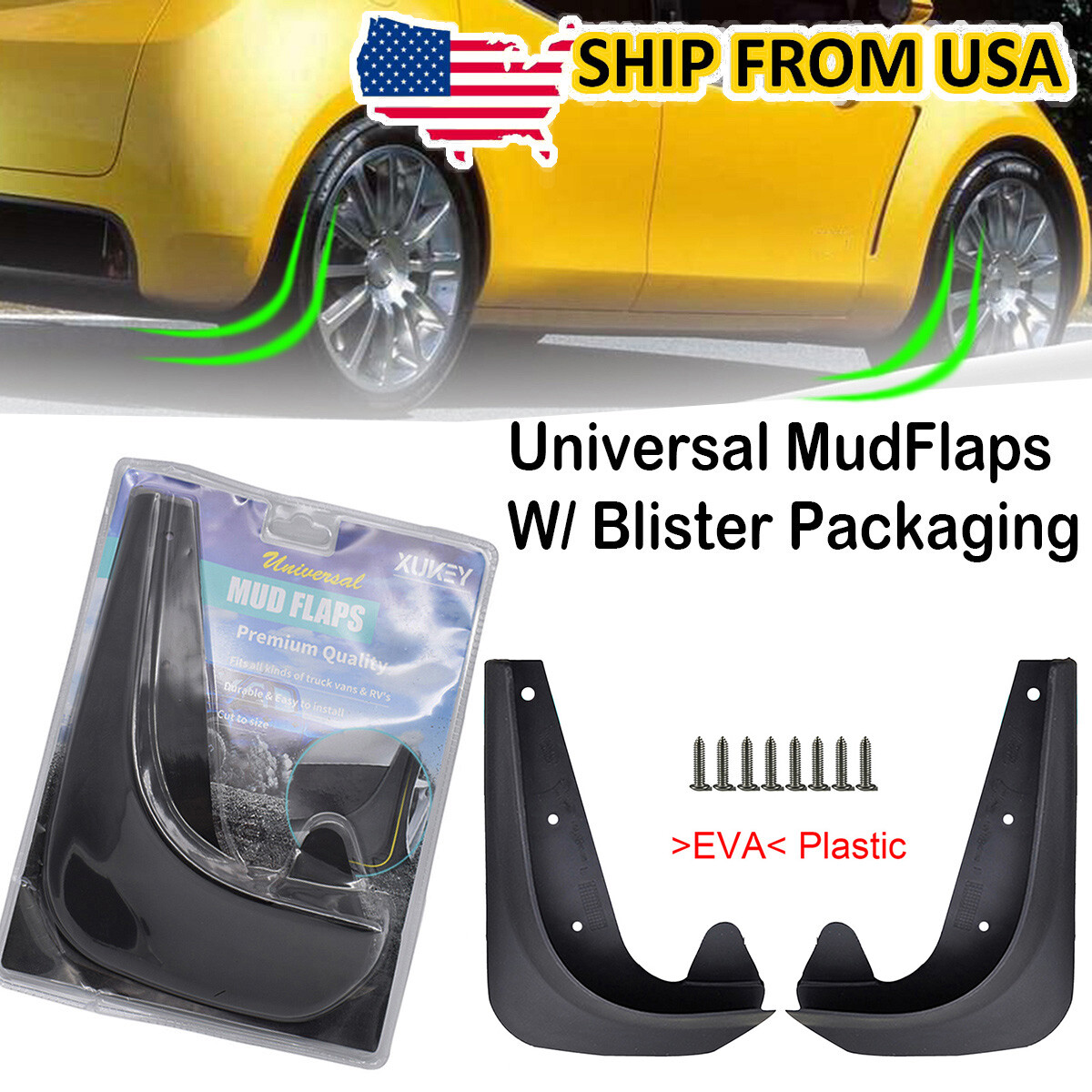 2pcs MOLDED Splash Guards Mud Flaps Car Trunk Mudguards Front Rear Universal Set