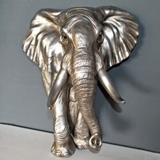 SILVER ELEPHANT WALL HANGING-LARGE WALL SCULPTURE WITH GEAT DETAILS.