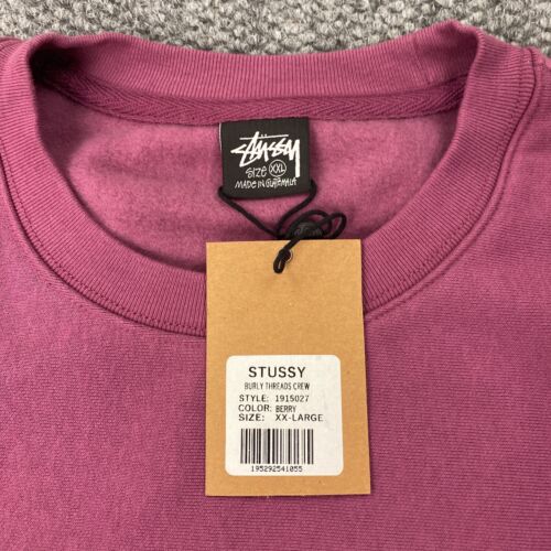 Stussy Burly Threads Crew Mens XXL Berry Sweatshirt - Picture 3 of 8
