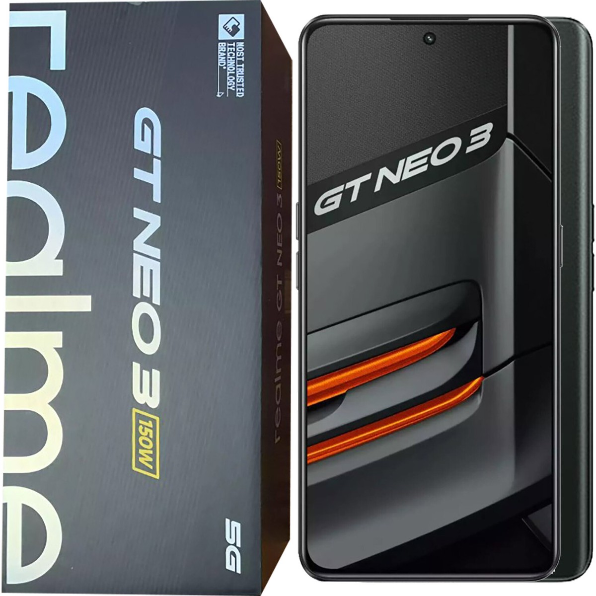 スマートフォン本体 amanda Realme GT NEO 3 150W NEW Realme GT Neo 3 150W 5G Black 256GB + 12GB Dual-SIM