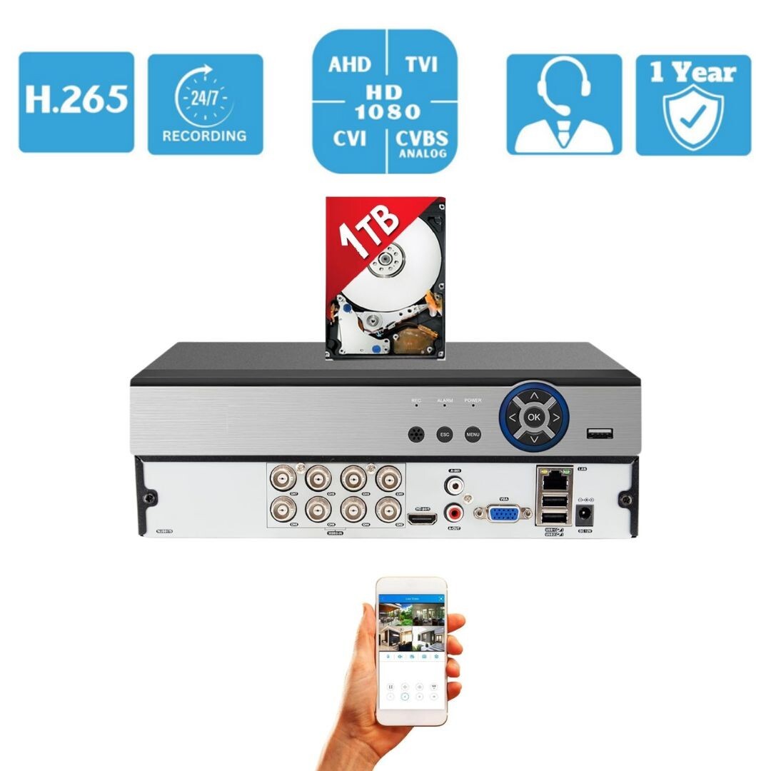 Evertech Channel DVR with HDD CCTV Security Camera Recorder with  1TB HDD