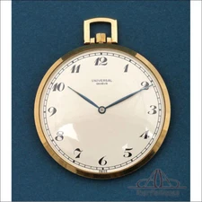 Ultrathin Universal Genève 18K Gold Pocket Watch. Switzerland, c. 1955