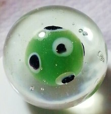 HANDMADE GLASS MARBLE "ALIEN BUBBLES" GREEN 25mm SHOOTER