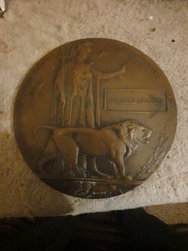 Authentische Gedenktafel 1. Weltkrieg Bronze Todespfennig - Charles Farrell