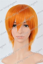 US 14inch Cosplay Wigs with Bangs Full Head Synthetic Heat Resistant Wigs Orange