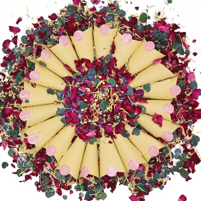 2 QT Dried Roses & Eucalyptus Leaves Mix Petals 20+ Cups Natural Biodegradable