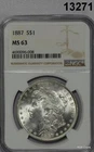1887 MORGAN SILVER DOLLAR NGC CERTIFIED MS63 PLUS FLASHY COIN! #13271