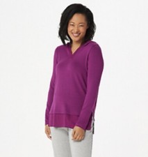 Cuddl Duds Ultra Soft Comfort Hooded Tunic With Rob Detail Green