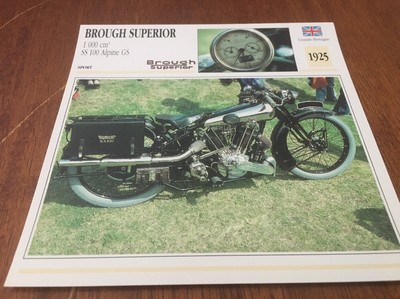 Brough Superior 1000 SS100 Alpine GS Motorcycle Card 1925 Atlas UK Collection