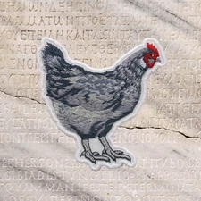 Chicken Patch Embroidered Iron-On/Sew-On Applique For Clothes, Farm Animal Badge