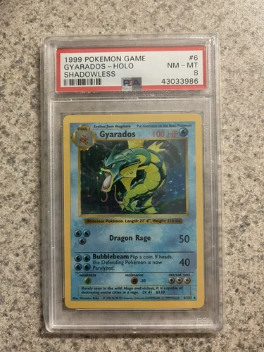Gyarados Base Set 1999 Holo Shadowless Psa 8 6/102 Pokémon