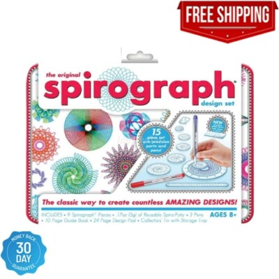 Spirograph Design Tin Set Original Super Deluxe Toy Kids Art Case Travel BEST
