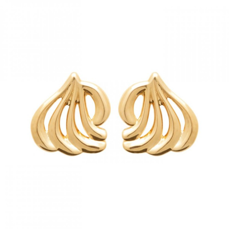 Boucles d'oreilles puces coquillage ajouré plaqué or 18 carats 750/000