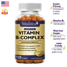 Vitamin B Complex  120 Capsules With Vitamin C High Potency Immune Support