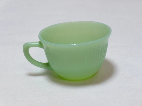Vintage Fire King Oven Ware Jadeite Ribbed Coffee Cup in Good Condition