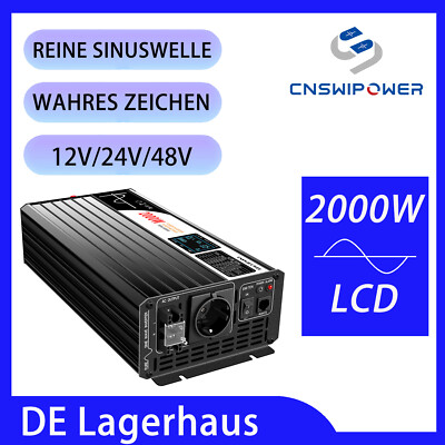 2000W Sinus-Wechselrichter mit 12V 24V 48V DC/230V AC   Reine Sinuswelle