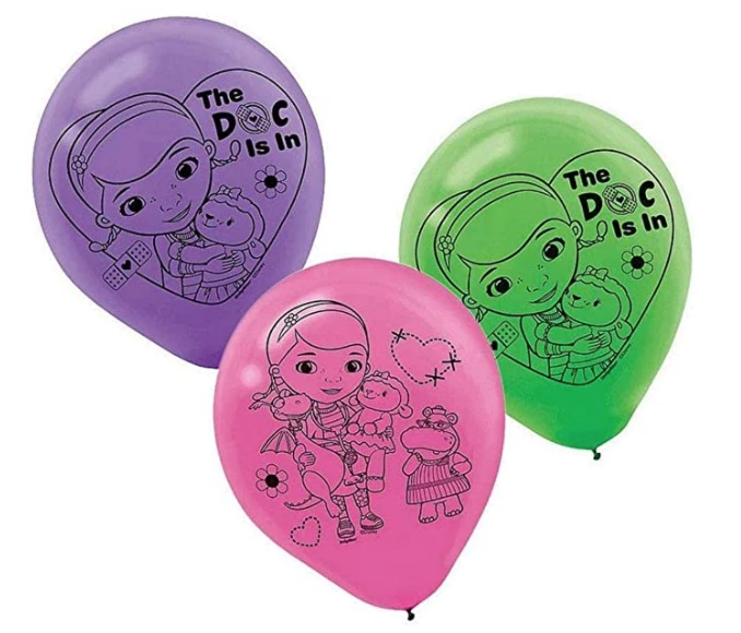 Globos de látex impresos Disney Doc McStuffins ~ suministros para fiestas de cumpleaños 6ct. Foto 2 de 4