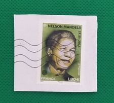 Nelson Mandela France Stamp Used On Fragment As Photo