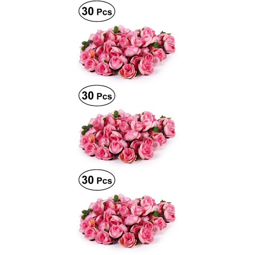 3 PCS Blumenköpfe Pink Stoffblumen Zum Anstecken Seidenrosen