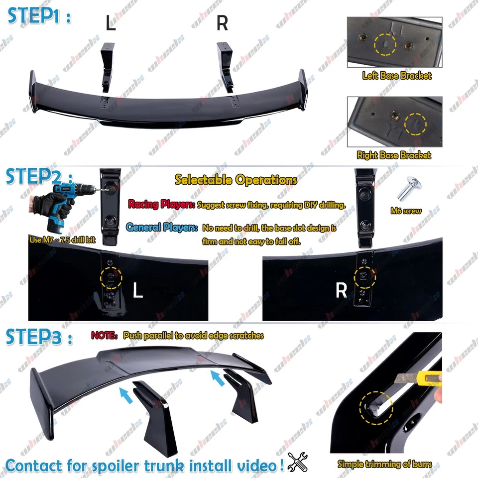 Alerón trasero negro brillante 58" Racing alerón GT PRO para KIA Stinger 2018-2023 Foto 4 de 4