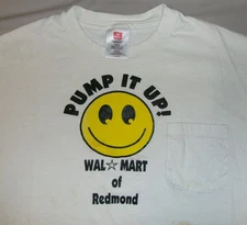 VTG 90S WALMART T SHIRT XL PUMP IT UP HANES USA MADE REDMOND OREGON POCKET TEE