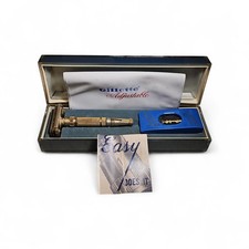 Vintage D1 Gillette Toggle Razor In Original Case / + Blades Manual *Defective*