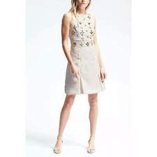 NWOT Banana Republic Embellished Beaded Sleeveless Sheath Dress Ivory Size 2